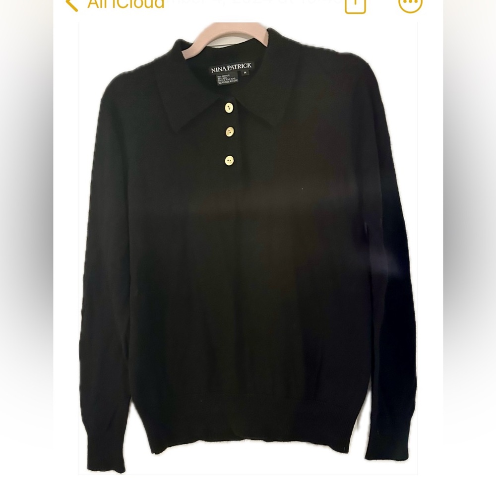 Womens long sleeve Nina Patrick black sweater